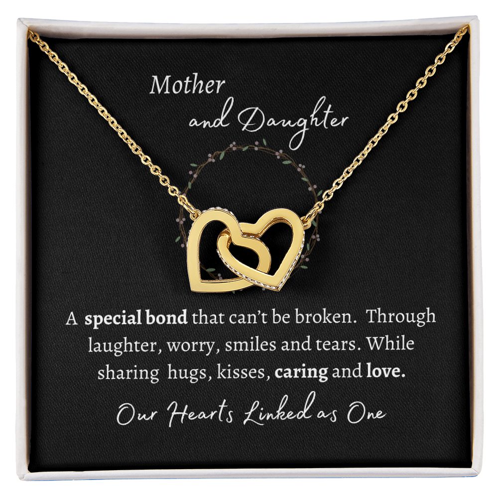 Mother and Daughter Hearts Linked Necklace