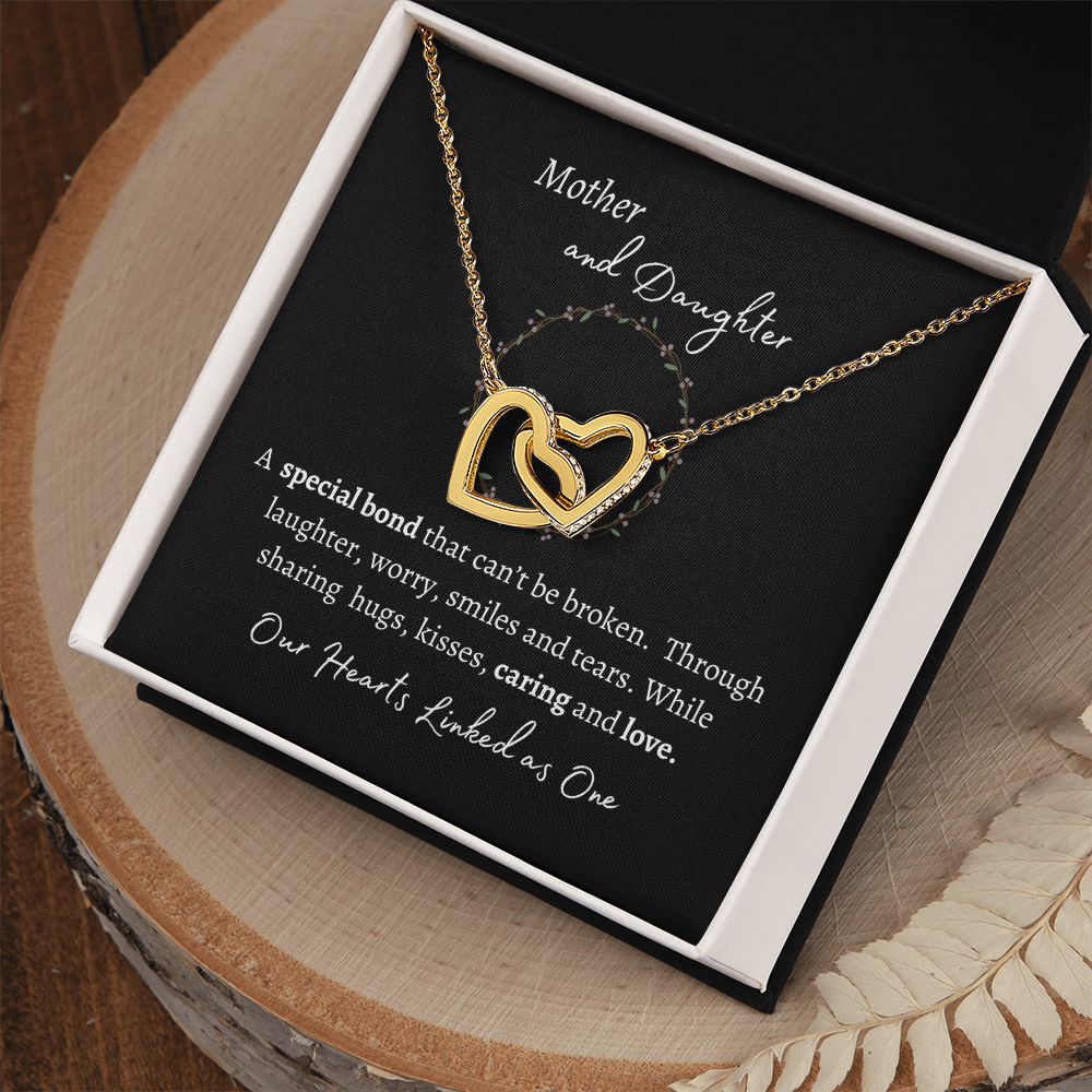 Mother and Daughter Hearts Linked Necklace