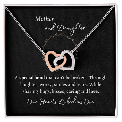 Mother and Daughter Hearts Linked Necklace