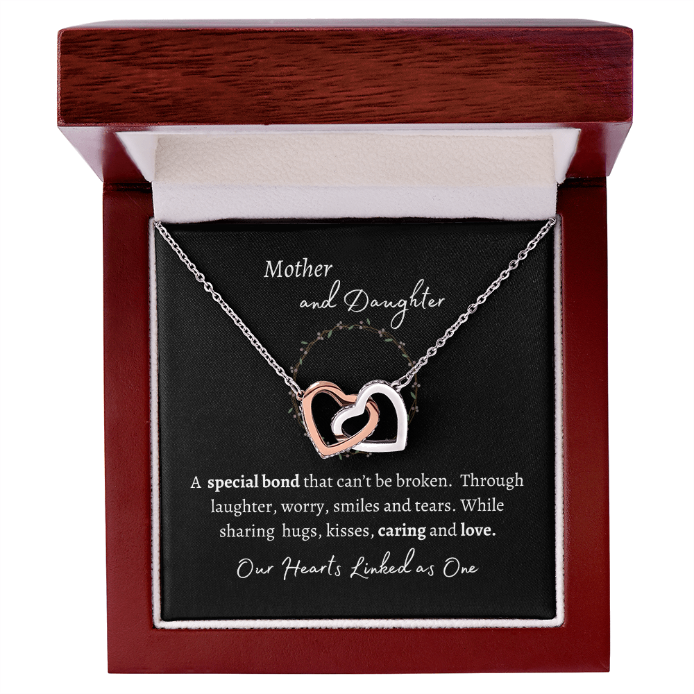 Mother and Daughter Hearts Linked Necklace