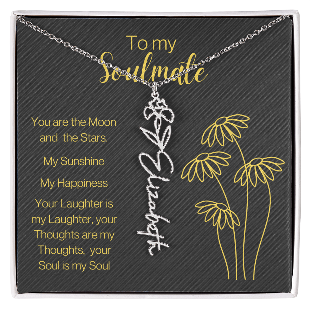 My Soulmate, Personalized Name Birth FlowerNecklace