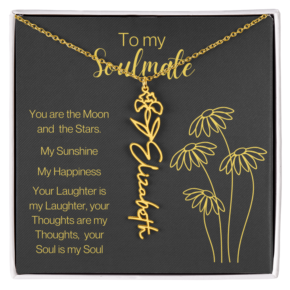 My Soulmate, Personalized Name Birth FlowerNecklace