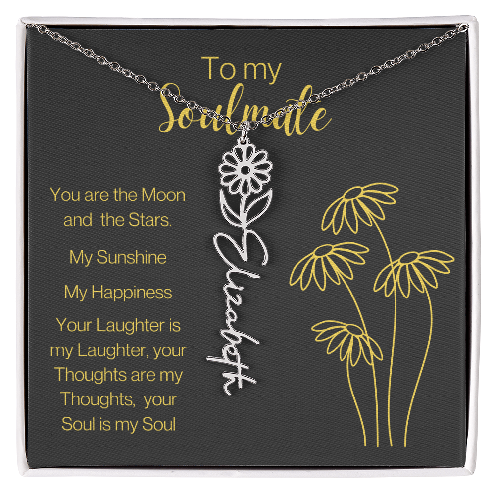 My Soulmate, Personalized Name Birth FlowerNecklace