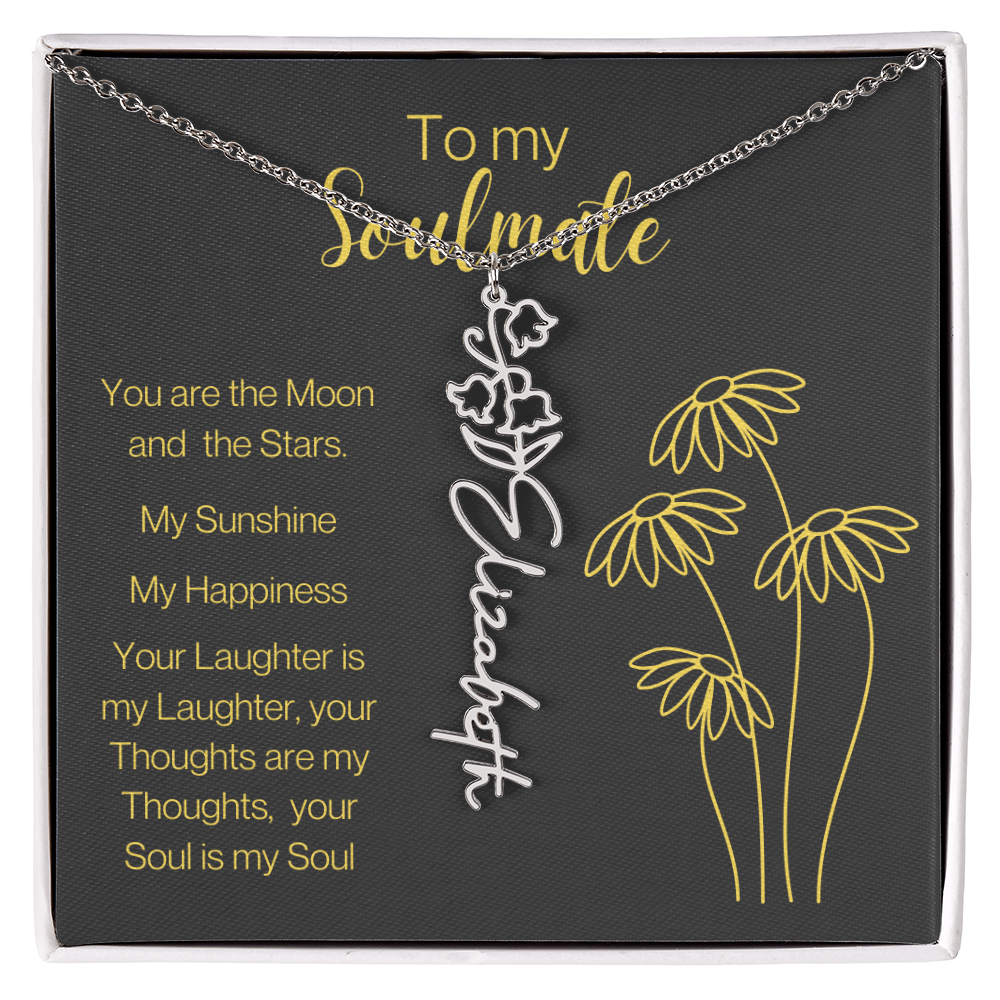 My Soulmate, Personalized Name Birth FlowerNecklace