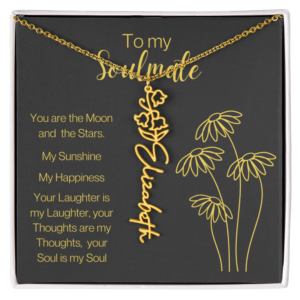 My Soulmate, Personalized Name Birth FlowerNecklace