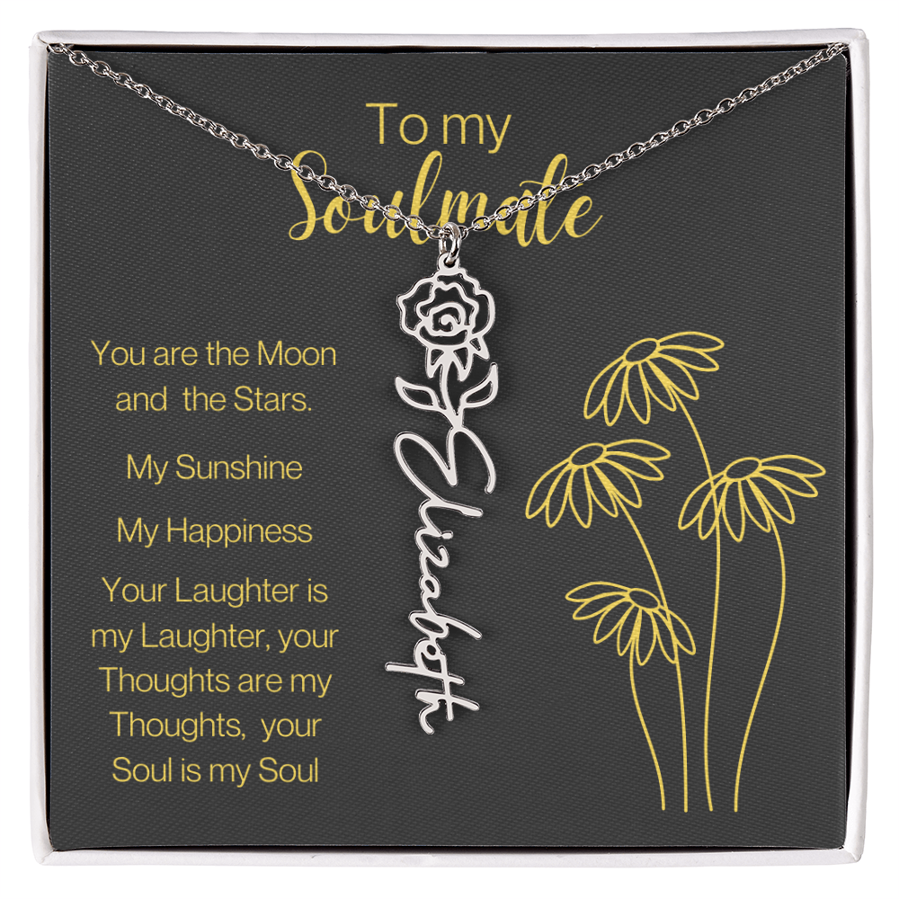 My Soulmate, Personalized Name Birth FlowerNecklace