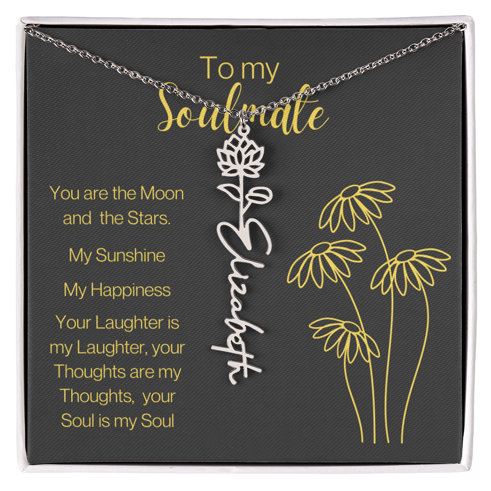 My Soulmate, Personalized Name Birth FlowerNecklace