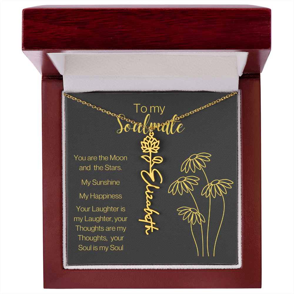 My Soulmate, Personalized Name Birth FlowerNecklace