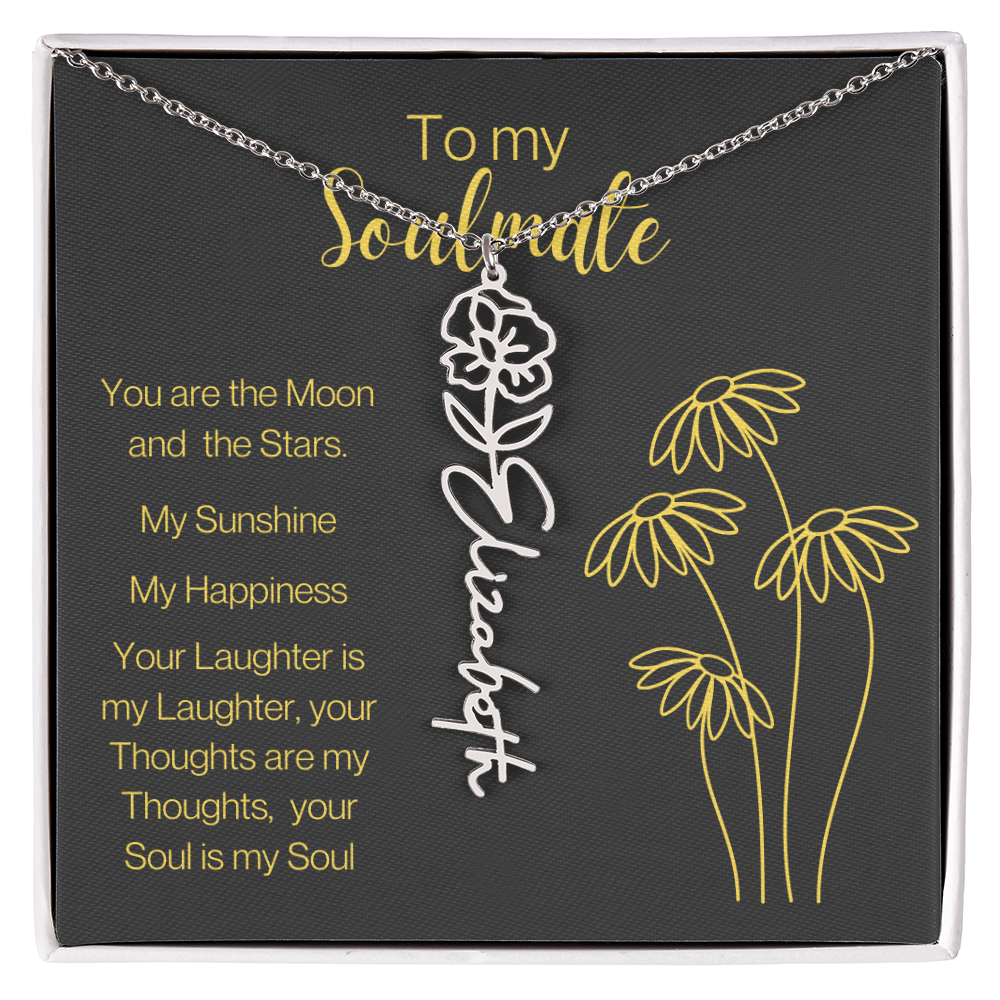 My Soulmate, Personalized Name Birth FlowerNecklace