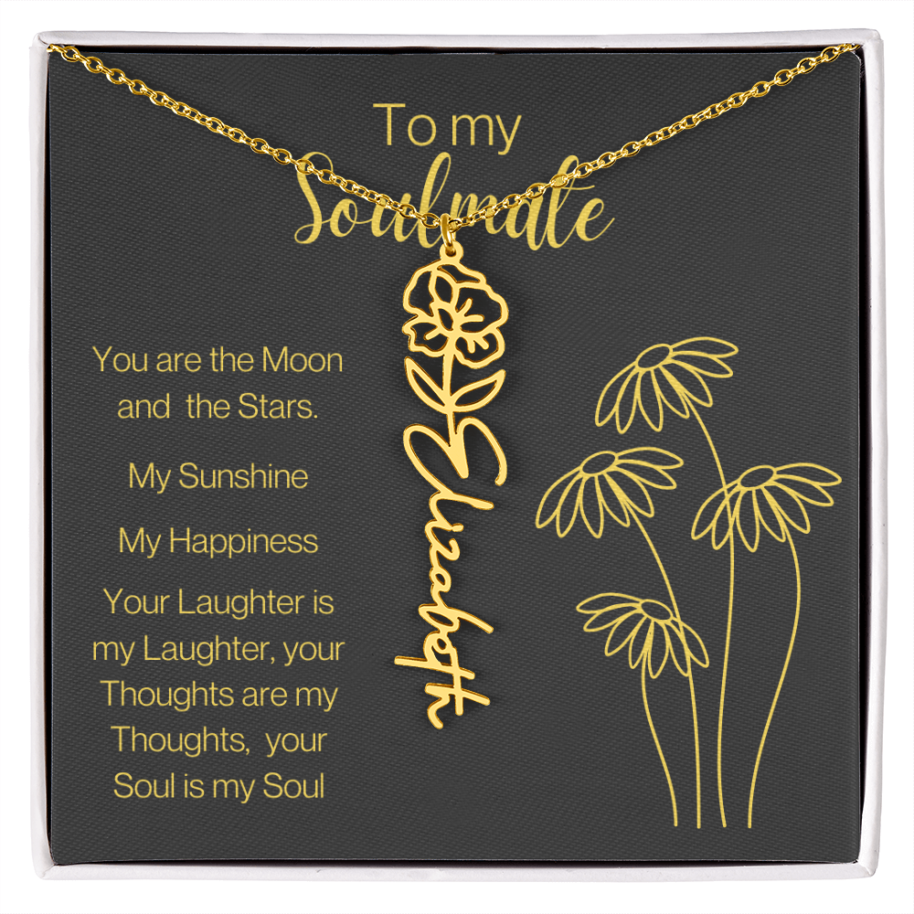 My Soulmate, Personalized Name Birth FlowerNecklace