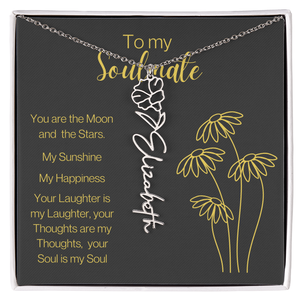 My Soulmate, Personalized Name Birth FlowerNecklace