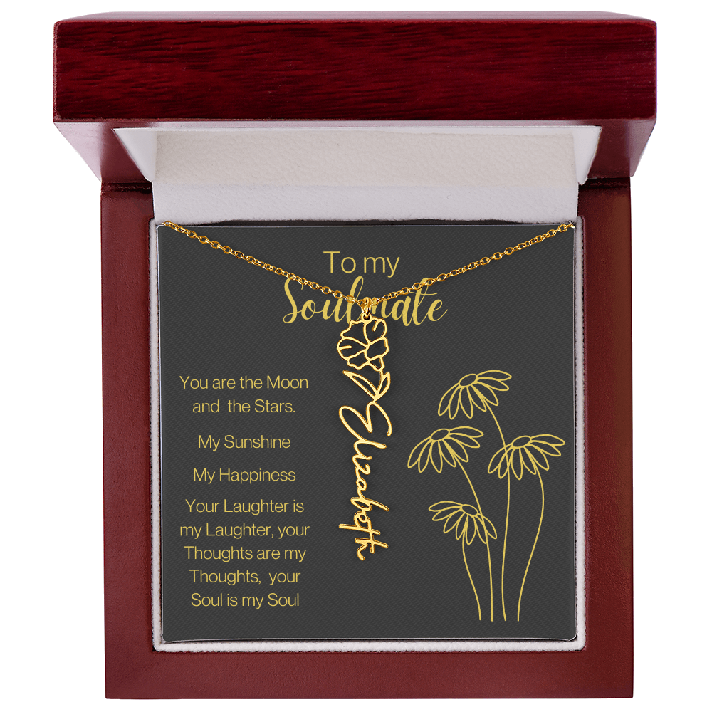 My Soulmate, Personalized Name Birth FlowerNecklace