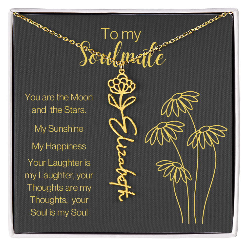 My Soulmate, Personalized Name Birth FlowerNecklace