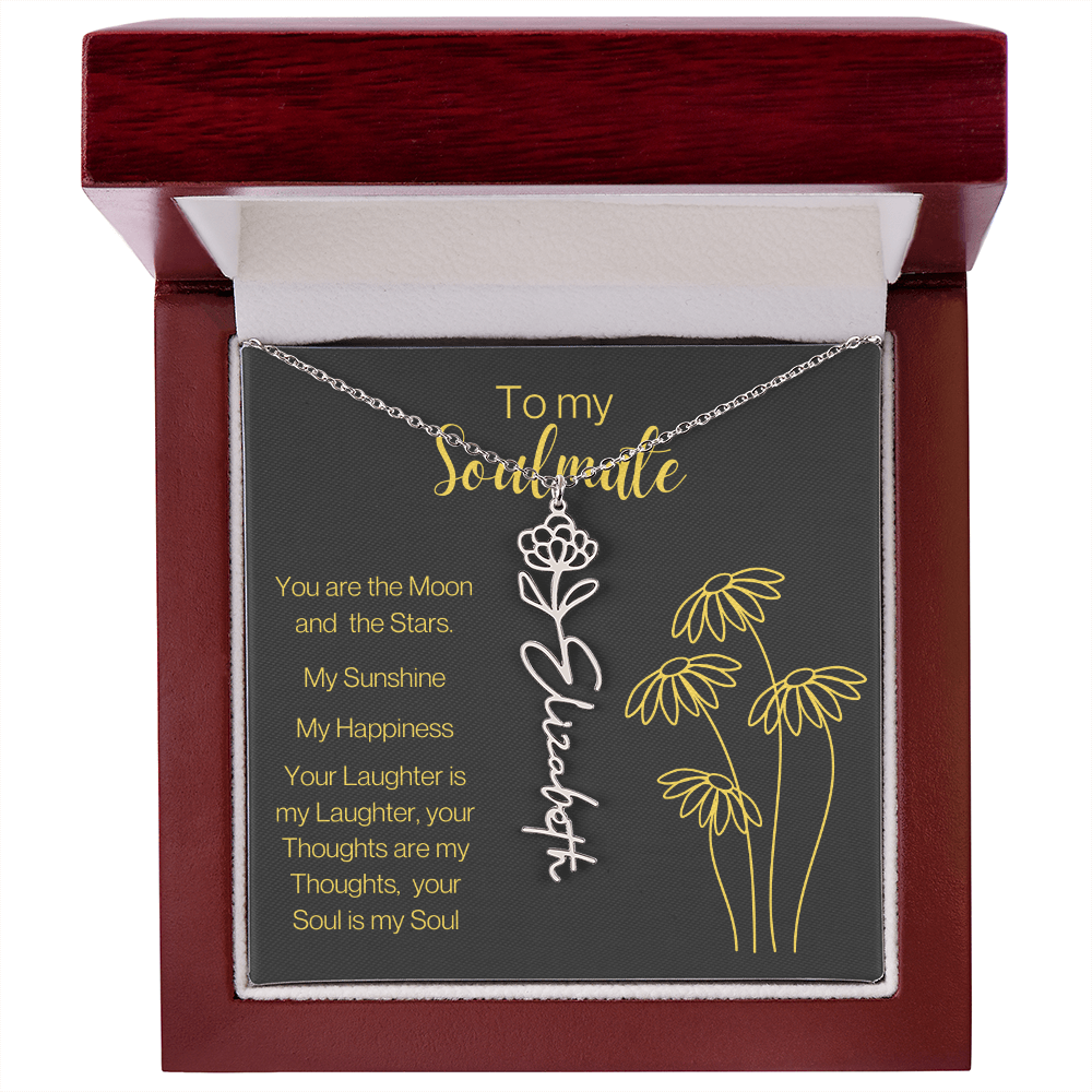 My Soulmate, Personalized Name Birth FlowerNecklace