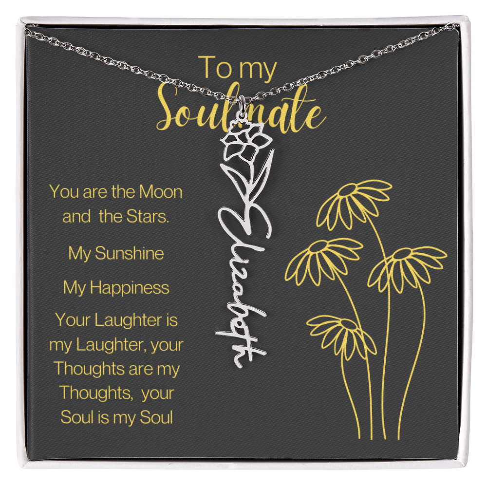 My Soulmate, Personalized Name Birth FlowerNecklace