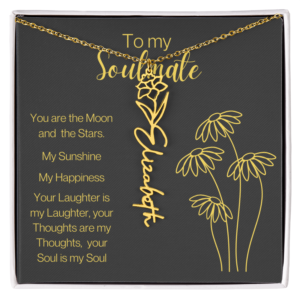 My Soulmate, Personalized Name Birth FlowerNecklace